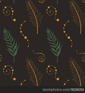 Exotic abstract foliage floral seamless pattern. Vector illustration