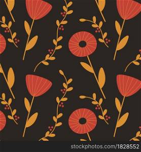 Exotic abstract foliage floral seamless pattern. Vector illustration