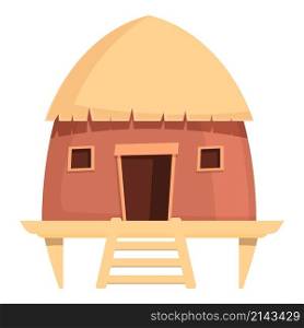 Exotic bungalow icon cartoon vector. Beach house. Sea villa. Exotic bungalow icon cartoon vector. Beach house