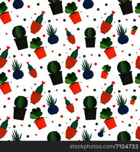 Exotic cacti pattern. Flat illustration of exotic cacti vector pattern for web design. Exotic cacti pattern, flat style