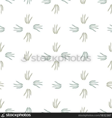 Exotic doodle grasss seamless pattern isolated on white background. Nature botanical wallpaper. Design for fabric, textile print, wrapping, cover. Simple vector illustration.. Exotic doodle grasss seamless pattern isolated on white background.