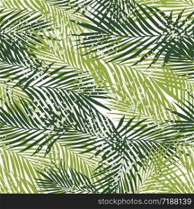 Exotic fern leaves seamless pattern on white background. Tropical palm leaf wallpaper. Botanical pattern vector illustration. Design for fabric, textile print, wrapping paper.. Exotic fern leaves seamless pattern on white background. Tropical palm leaf wallpaper.