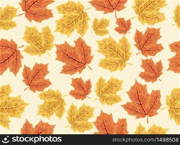 Exotic Floral Maple Leaf Seamless Pattern Nature Illustration