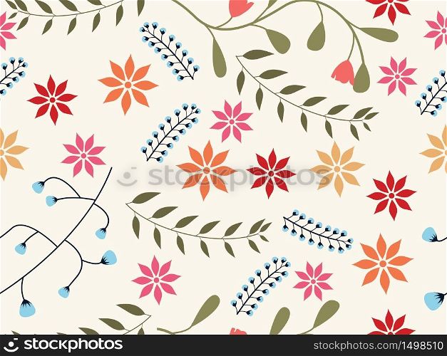 Exotic Flower Floral Leaf Seamless Pattern Nature Illustration
