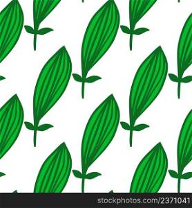 Exotic outline leaves seamless pattern. Nature palm leaf endless wallpaper. Hawaiian jungle backdrop. Abstract floral background. Doodle style. Design for fabric, textile print, wrapping, cover. Exotic outline leaves seamless pattern. Nature palm leaf endless wallpaper.