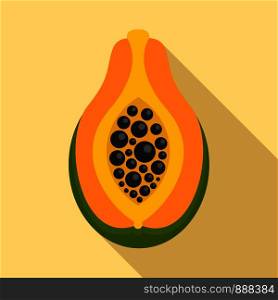Exotic papaya fruit icon. Flat illustration of exotic papaya fruit vector icon for web design. Exotic papaya fruit icon, flat style