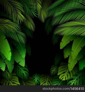 Exotic pattern with tropical leaves background.vector