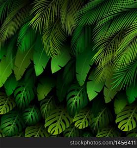 Exotic pattern with tropical leaves background.vector