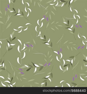 Exotic pattern with tropical leaves in jungle hawaii style. Hand drawing summer decoration of green painting palm foliage or plants and vintage garden purple flowers. Trendy seamless vector design.. Hand drawing summer decoration of green painting palm foliage or plants and vintage garden purple flowers. Trendy seamless vector design. Exotic pattern with tropical leaves in jungle hawaii style.