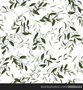 Exotic pattern with tropical leaves in jungle hawaii style. Hand drawing summer decoration of green painting palm foliage or plants and vintage garden. Trendy seamless vector design.