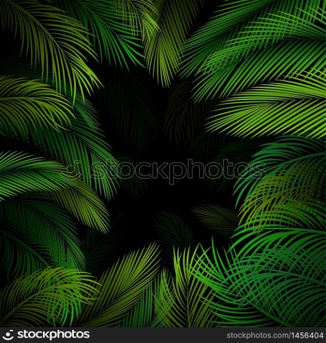 Exotic pattern with tropical leaves on a black background.vector