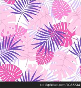 Exotic seamless pattern. Vector color illustration of palm leaves background. Exotic seamless pattern