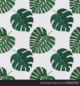 Exotic seamless pattern. Vector green illustration of palm leaves background. Exotic seamless pattern