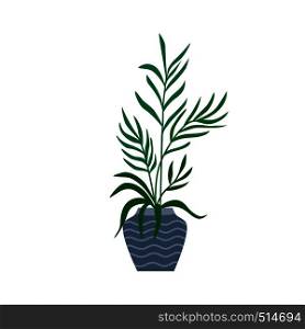 Exotic tropical houseplant in a flower pot. Flat vector illustration.. Exotic tropical houseplant in a flower pot. Flat colorful vector illustration.