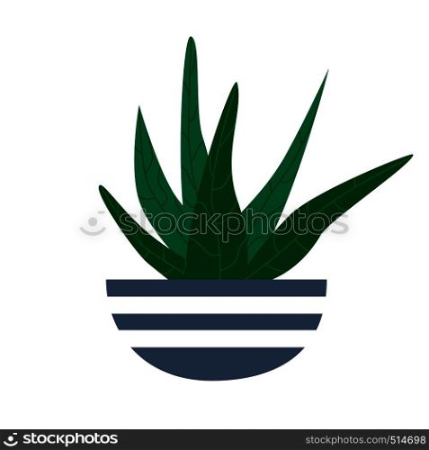 Exotic tropical houseplant in a flower pot. Flat vector illustration.. Exotic tropical houseplant in a flower pot. Flat colorful vector illustration.