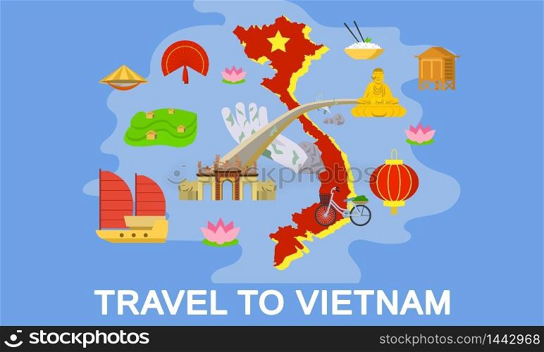 Exotic Vietnam country concept banner. Flat illustration of exotic Vietnam country vector concept banner for web design. Exotic Vietnam country concept banner, flat style