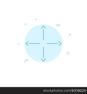 Expand arrow, fullscreen vector icon. Flat illustration. Filled line style. Blue monochrome design. Editable stroke. Adjust line weight.. Expand arrow, fullscreen flat vector icon. Filled line style. Blue monochrome design. Editable stroke