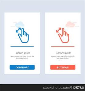 Expand, Gestures, Interface, Magnification, Touch Blue and Red Download and Buy Now web Widget Card Template