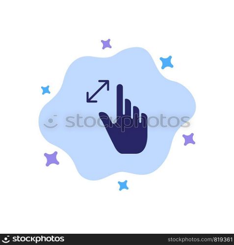 Expand, Gestures, Interface, Magnification, Touch Blue Icon on Abstract Cloud Background