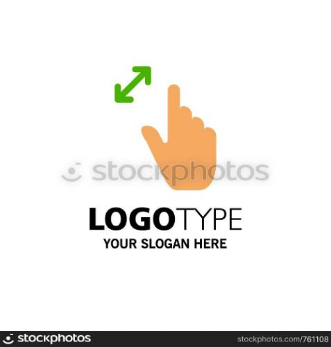 Expand, Gestures, Interface, Magnification, Touch Business Logo Template. Flat Color