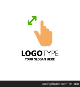 Expand, Gestures, Interface, Magnification, Touch Business Logo Template. Flat Color