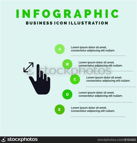 Expand, Gestures, Interface, Magnification, Touch Solid Icon Infographics 5 Steps Presentation Background