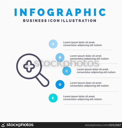 Expanded, Search, Plus Line icon with 5 steps presentation infographics Background