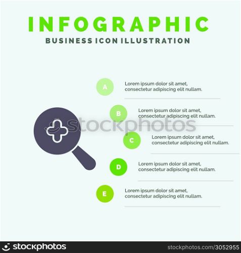 Expanded, Search, Plus Solid Icon Infographics 5 Steps Presentation Background