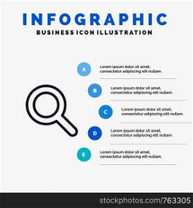 Expanded, Search, Ui Line icon with 5 steps presentation infographics Background