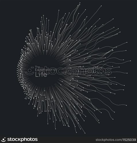 Expansion of life. Vector sphere explosion background. Small particles strive out of center. Blurred debrises into rays or lines under high speed of motion. Burst, explosion backdrop. Expansion of life. Vector sphere explosion background. Small particles strive out of center. Blurred debrises into rays or lines under high speed of motion. Burst, explosion backdrop.