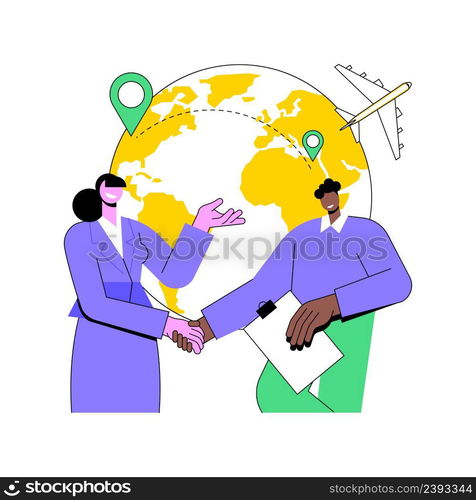 Expat work abstract concept vector illustration. Expat job listing, effective migrant workers, expatriate program, outside country employment, international work opportunity abstract metaphor.. Expat work abstract concept vector illustration.