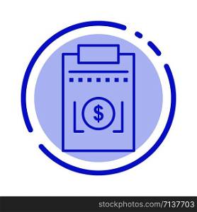 Expense, Business, Dollar, Money Blue Dotted Line Line Icon