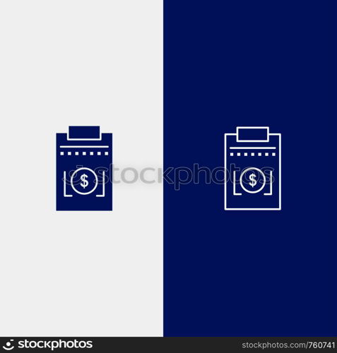 Expense, Business, Dollar, Money Line and Glyph Solid icon Blue banner Line and Glyph Solid icon Blue banner
