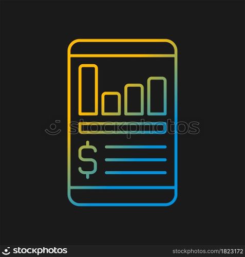 Expense tracker app gradient vector icon for dark theme. Online service for controlling budget. Financial literacy. Thin line color symbol. Modern style pictogram. Vector isolated outline drawing. Expense tracker app gradient vector icon for dark theme