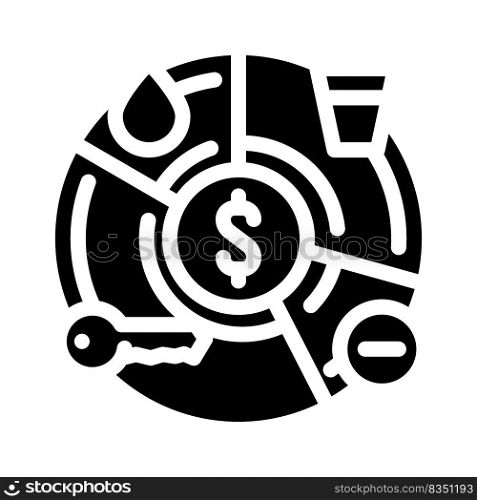 expense tracking glyph icon vector. expense tracking sign. isolated symbol illustration. expense tracking glyph icon vector illustration