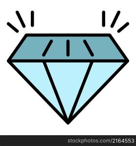 Expensive diamond icon. Outline expensive diamond vector icon color flat isolated. Expensive diamond icon color outline vector