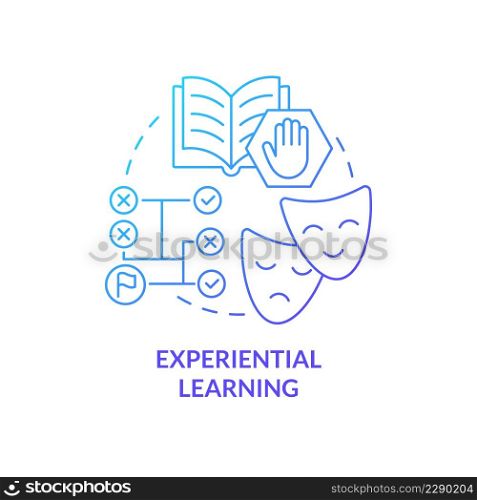 Experiential learning blue gradient concept icon. Lifelong learning. Adult education theories and forms abstract idea thin line illustration. Isolated outline drawing. Myriad Pro-Bold fonts used. Experiential learning blue gradient concept icon