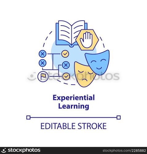Experiential learning concept icon. Adult education theories and forms abstract idea thin line illustration. Isolated outline drawing. Editable stroke. Arial, Myriad Pro-Bold fonts used. Experiential learning concept icon