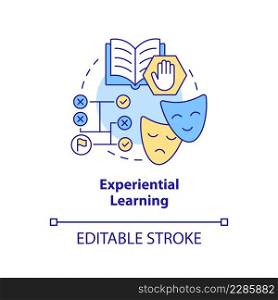 Experiential learning concept icon. Adult education theories and forms abstract idea thin line illustration. Isolated outline drawing. Editable stroke. Arial, Myriad Pro-Bold fonts used. Experiential learning concept icon