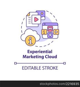 Experiential marketing cloud concept icon. E-commerce business promotion abstract idea thin line illustration. Isolated outline drawing. Editable stroke. Arial, Myriad Pro-Bold fonts used. Experiential marketing cloud concept icon