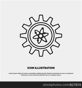Experiment, Gear, Setting, Lab Line Icon Vector