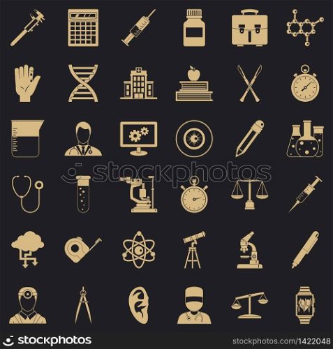 Experiment icons set. Simple style of 36 experiment vector icons for web for any design. Experiment icons set, simple style