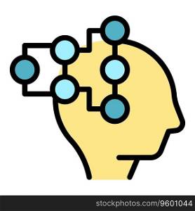 Expert mind icon outline vector. Consult cyber. Report company color flat. Expert mind icon vector flat