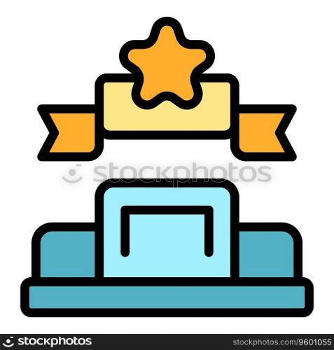 Expert podium icon outline vector. Business team. Consult cyber color flat. Expert podium icon vector flat