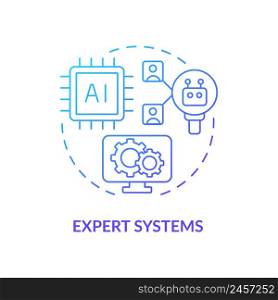 Expert systems blue gradient concept icon. Information systems kind abstract idea thin line illustration. Artificial-intelligence method. Isolated outline drawing. Myriad Pro-Bold font used. Expert systems blue gradient concept icon