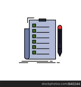 expertise, checklist, check, list, document Flat Color Icon Vector