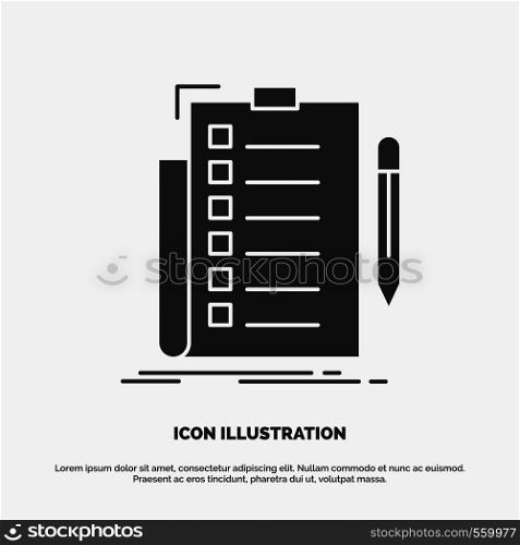 expertise, checklist, check, list, document Icon. glyph vector gray symbol for UI and UX, website or mobile application. Vector EPS10 Abstract Template background