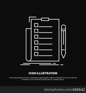 expertise, checklist, check, list, document Icon. Line vector symbol for UI and UX, website or mobile application. Vector EPS10 Abstract Template background
