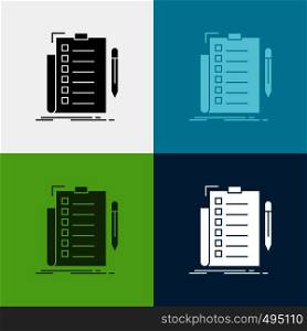 expertise, checklist, check, list, document Icon Over Various Background. glyph style design, designed for web and app. Eps 10 vector illustration. Vector EPS10 Abstract Template background