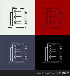 expertise, checklist, check, list, document Icon Over Various Background. Line style design, designed for web and app. Eps 10 vector illustration. Vector EPS10 Abstract Template background